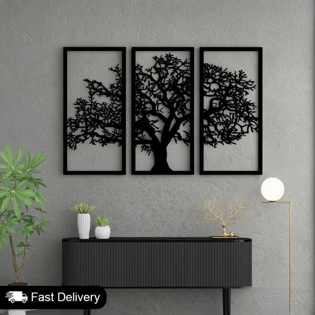 3 Frame Tree Wooden Panels For Wall Decor